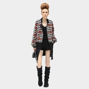Cocobella Houndstooth Combo Black Coat (CT356) Size Small